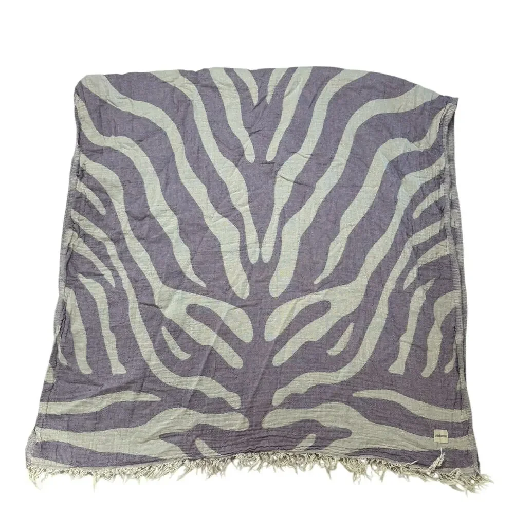 ONKUMO Amazon Coral Organic Cotton Towel in Purple Cream Double Faced Muslin
